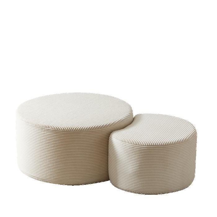 Table basse - MINIMAL HOME - rond rembourré mousse - 81x81x40 cm - beige - sans montage