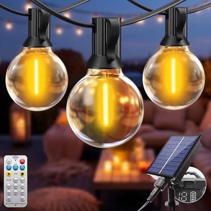 Guirlande Solaire Exterieur Avec Telecommande 5+3M Led Guirlande Lumineuse Exterieure Solaire Ip44 Étanche 8 Modes Guirlande[Ji83]