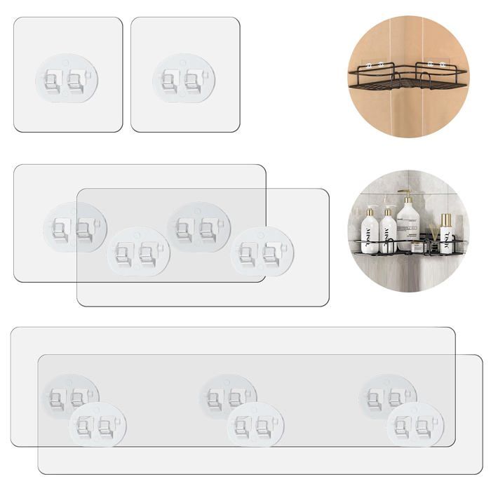 Lot De 6 Adhésifs Pour Suppt De Douche Bandes Adhésives Imperméables Suppt Mural Autocollant S Perçage Pour Panier PATERE