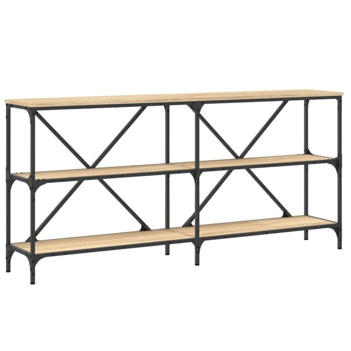 NEW Bout de Canapé MEUBLE dEntrée - UU - Table console - chêne sonoma 160x30x75cm bois dingénierie et fer FR_33054