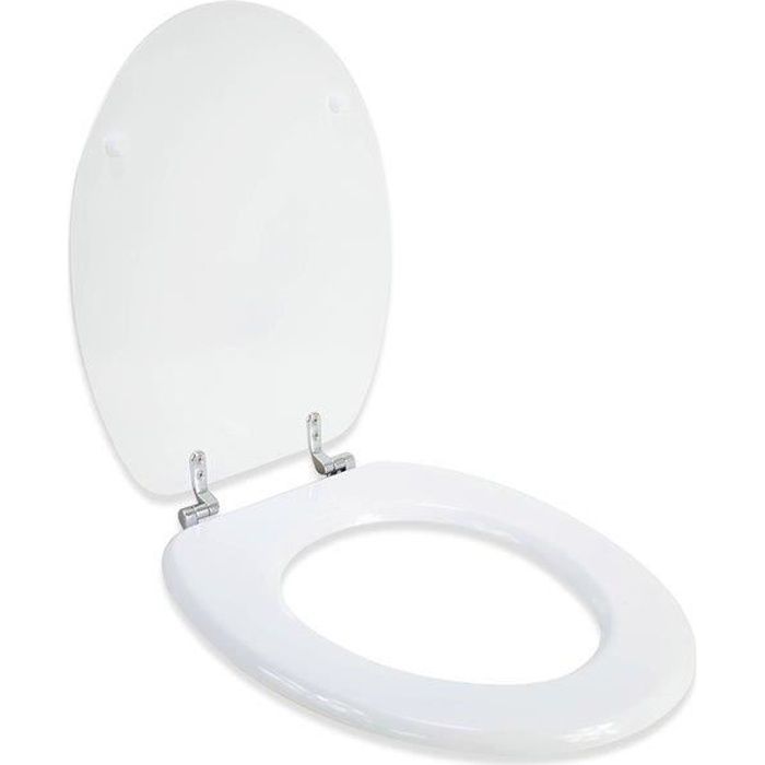 abattant wc en bois compresse hdf blanc charnieres inox siege de toilette universel cdiscount bricolage