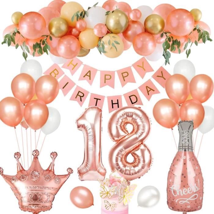 18 Ans Decorations Anniversaire Fille Or Rose Ballon Anniversaire 18 Ans Fournitures De Fete Banniere Joyeux Anniversaire 347 Cdiscount Maison