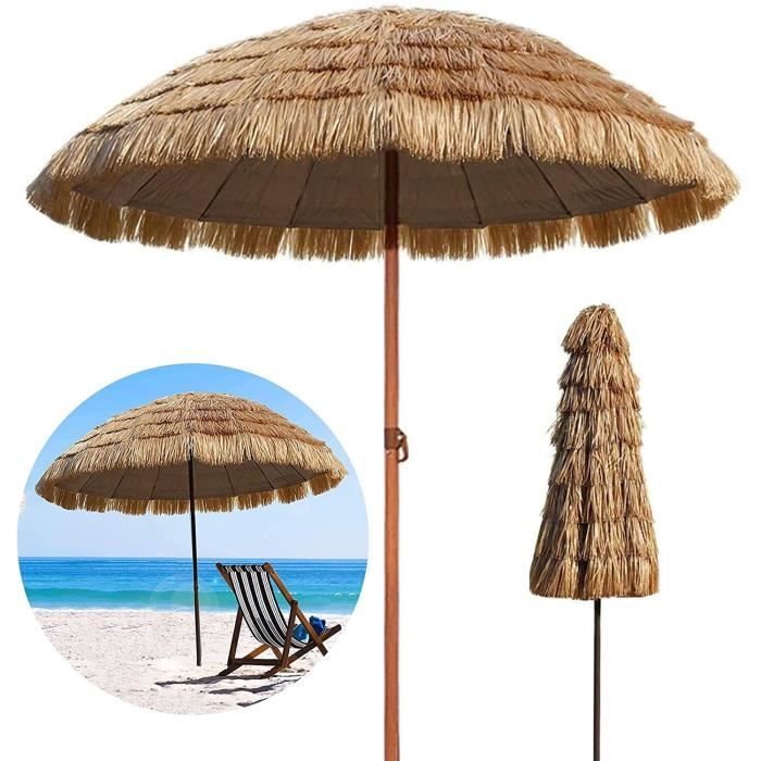 Parasol en Paille Tropical Hawaii Grand Parasol d'extérieur pour