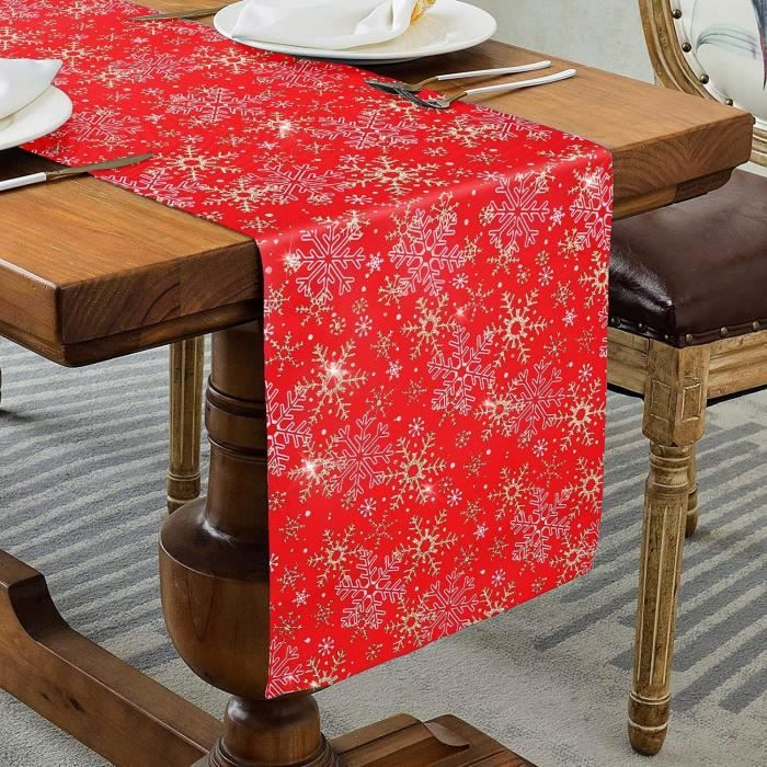 Nappe/nappe Goud 140 x 360 cm - avec chemin de table rouge/or 28 x 300 cm