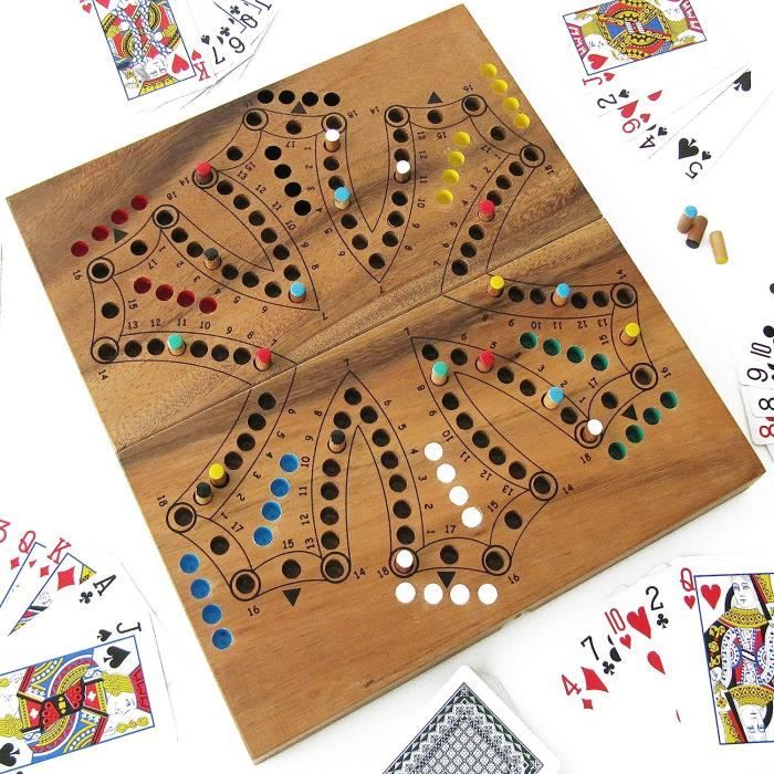 Jeu de société en bois, jeu de société double face peint 64 joueurs jeu de  société accéléré en bois avec 6 couleurs 24 billes pour adultes enfants  famille