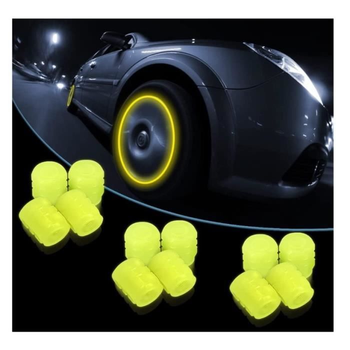 Bouchon Valve Pneu Voiture Fluorescent, 12 Pcs Lumineux , Accessoire  Universel pour Les Voitures, Camions, SUV, Motos(Jaune) - Cdiscount Auto