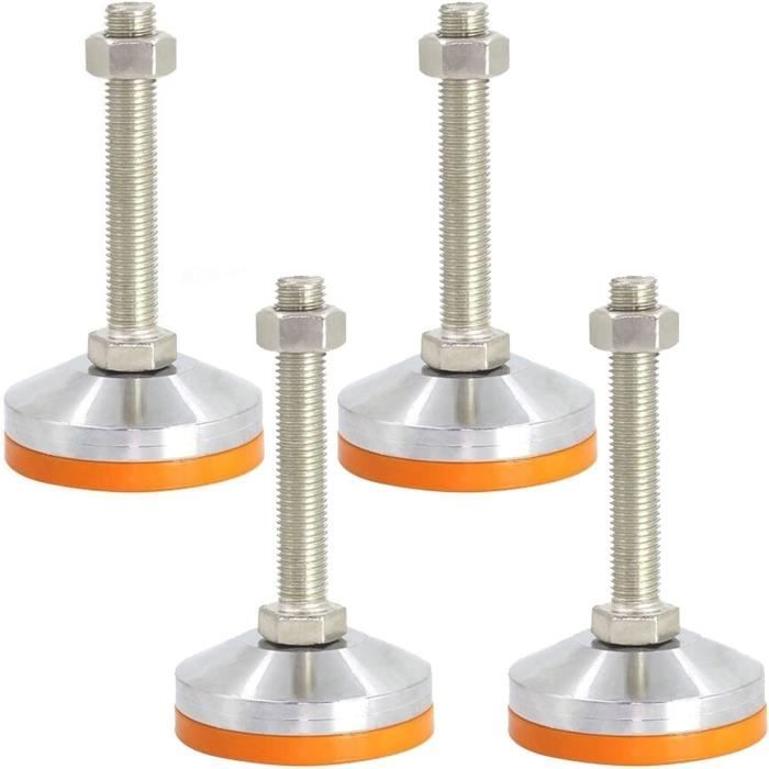 Lot De 4 Pieds De Nivellement M12x1.75 - Longueur 5-1/2'', Base 1-3/4'' - Pour Machines Outils