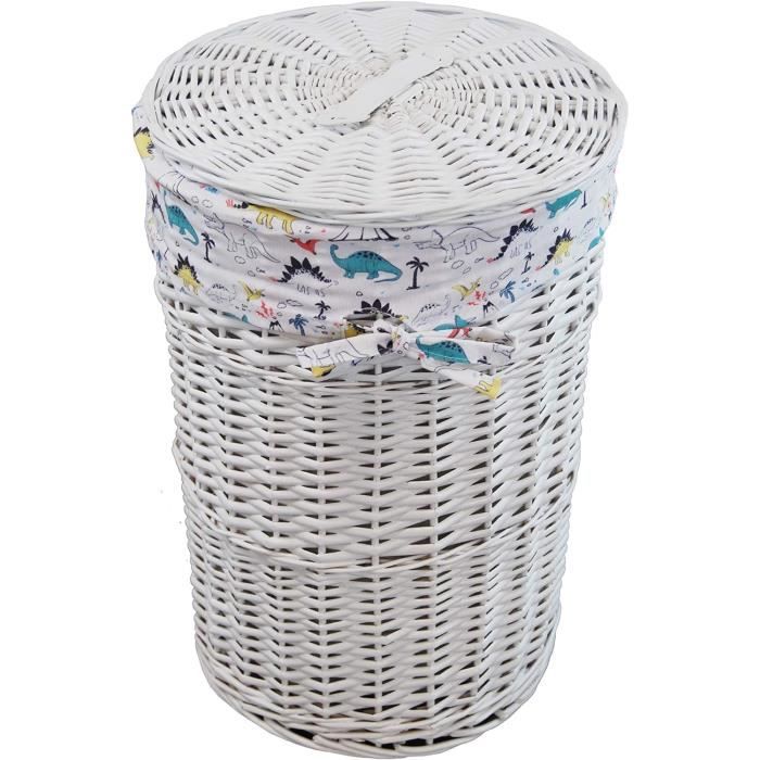 Wuciray Panier à Linge 3 Sections Avec Roulettes - Bac 145L Pliable Avec Couvercle Bambou Et Sacs Amovibles - Blanc