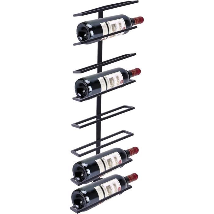 Casier à Vin Mural Avec Lumière LED - 90 Cm, étagère Réglable Et Porte-verres Intégré - 9