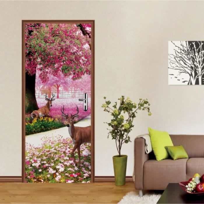 Stickers Affiche Autocollant,Imperméable Porte Autocollant Amovible,3D