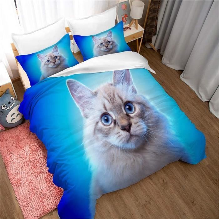 Hiseng Housse de Couette Enfant, 3D Parure de Lit Enfant, Housse Couette Ado Garçon Fille, Microfibre Housse de Couette 1/2 Taie d'oreiller (140x200cm,Tigre féroce