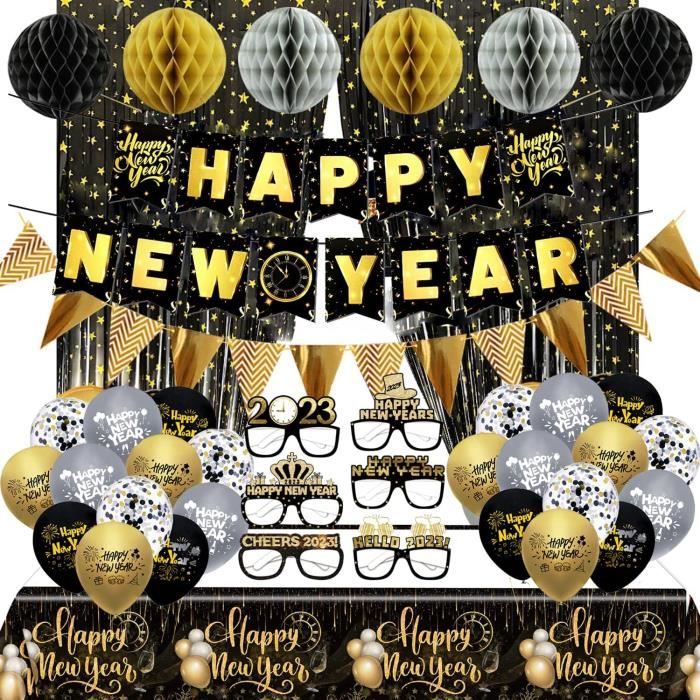 113pcs Kit de décoration pour Le Nouvel an Reusable 2024,Décorations de Bonne  année 2024,2024 Nouvelle année Ensemble de Ballons de Vaisselle bannières :  : Cuisine et Maison