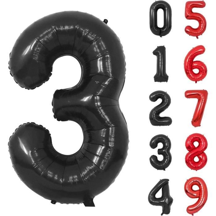 Ballon Chiffre 3 Noir 101 Cm Numero 3 Ballon Anniversaire Chiffre 3 Ans  Garcon Pour Enfant Décorations De Fêtes D'Anniversai[J2033] - Cdiscount  Maison