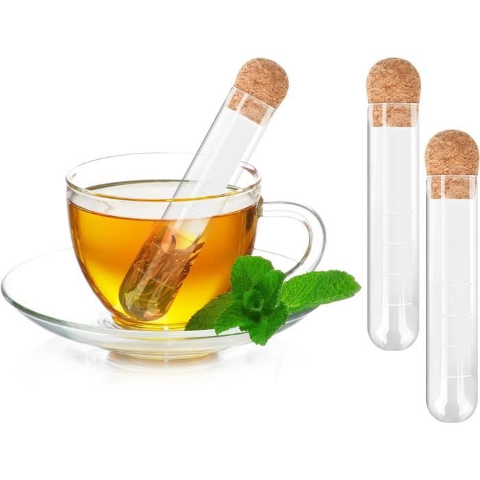 Infuseur à Thé En Verre Transparent Ylinwtech - 2 Pièces Avec Support Liège - Parfait Pour Infusion Sans Résidus