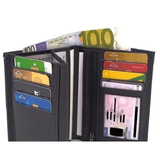 Portefeuille Cuir synthétique Porte cartes Carte grise Homme Femme