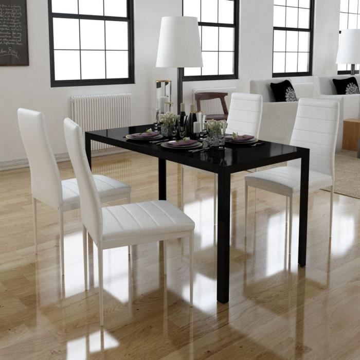 Ensemble de table à manger 5 pièces noir et blanc - vidaXL - P82 - Contemporain