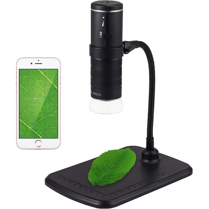 Microscope Numérique Portable 1000X Pour Enfants - Écran 4K 2,0 - Rechargeable - Kit Lames Inclus - Cadeau Scientifique
