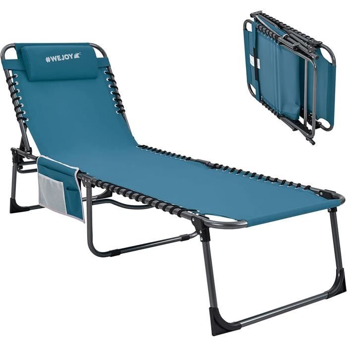Chaise Longue Pliable Et Réglable Pour Jardin, Patio Ou Plage - Avec Coussin, Supporte 120 Kg - Confort Et Design Moderne