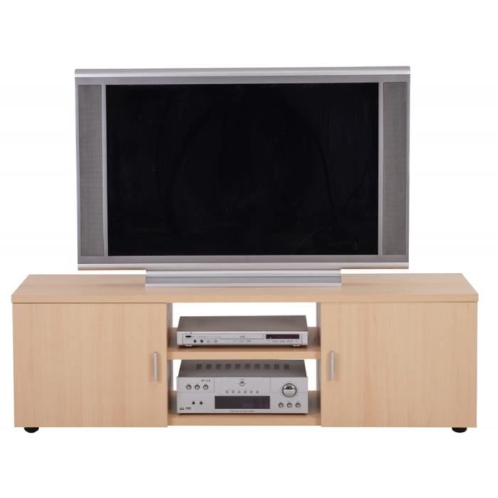 meuble tv 150 cm 65 pouces maxi 2 portes - hêtre - l 150. x l 42.5 x h 49.9 cm