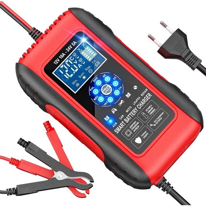 Chargeur De Batterie Intelligent Yinleader 12V/24V 35A/18A - Pour Voiture, Moto, AGM, LiFePO4, Avec LCD