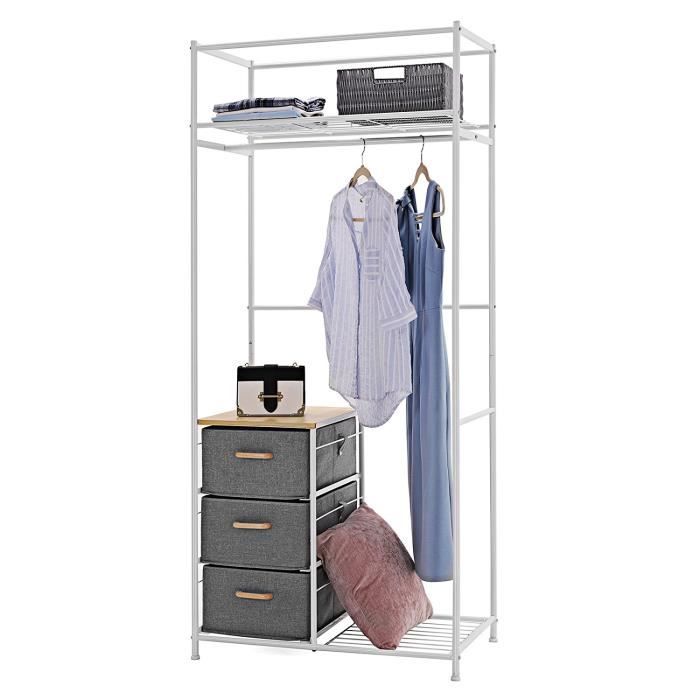 Armoire Metallique Moderne Penderie Vestiaire Avec Tringle Et Housse Avec Etagere De Rangement 80 X 47 X 180 Cm L X L X H 30 Achat Vente Armoire De Chambre