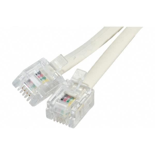 Fil Fixe Router 2m RJ11 à RJ45 Câble Ethernet Modem Data Téléphone ADSL Patch Lead Large Bande Haute Vitesse BT linternet 6P4C à 8P8C Rallonge Compatible avec Modem Blanc 