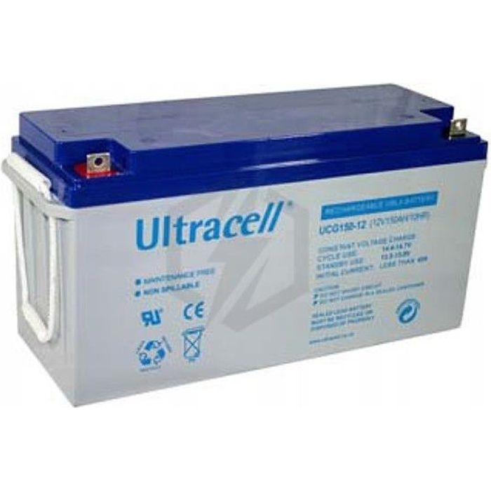 Batterie GEL camping car bateau 12v 150ah UCG150-12 Ultracell sans  entretien - Cdiscount TV Son Photo