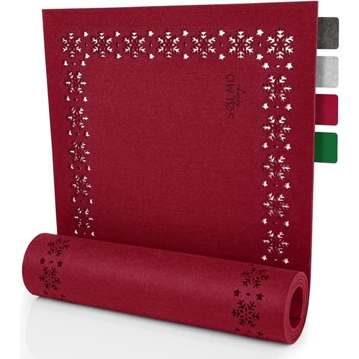 Chemin De Table Noël 33x120 Cm - Décoration De Table En Lin, Motifs Flocons De Neige, Pour Repas De Fêtes