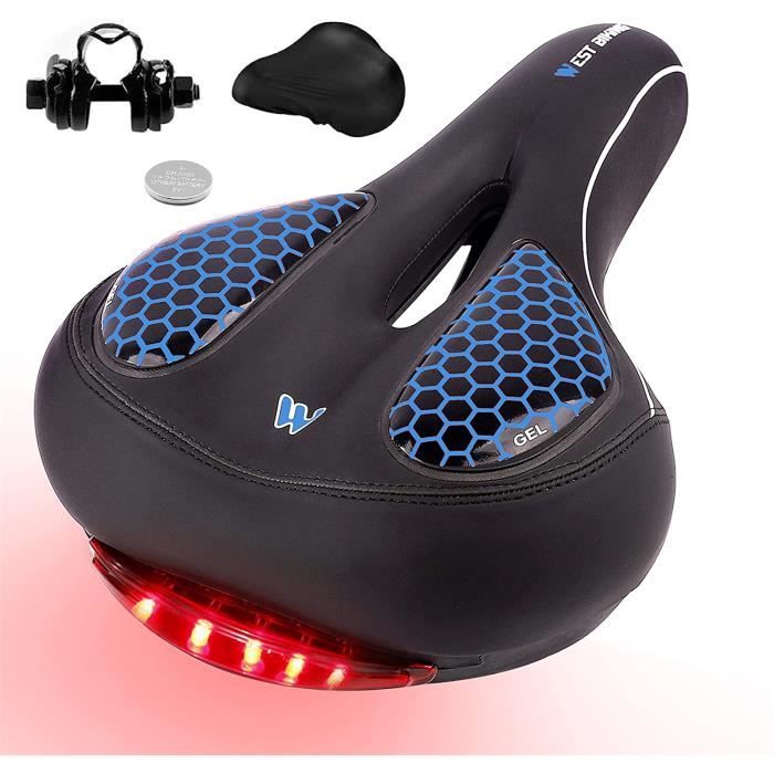 Selle De Vélo Randonnée RCP - Léger 448g, 264mm - Noire Avec Lumière AR