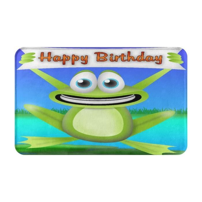 Tapis D Entree Paillasson Fond De Grenouille Joyeux Anniversaire Cuisine Chambre Salle De Bain Antiderapant 80x50cm Cdiscount Maison