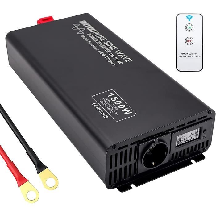 Convertisseur Pur Sinus 1500W/3000W 12V Vers 220V - Onduleur Voiture Avec Écran LCD Et Télécommande