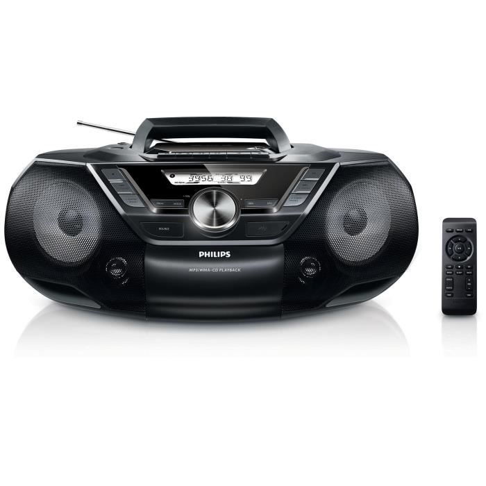 Philips AZ787 Lecteur CD et Cassettes Portable avec USB, Prise Casque
