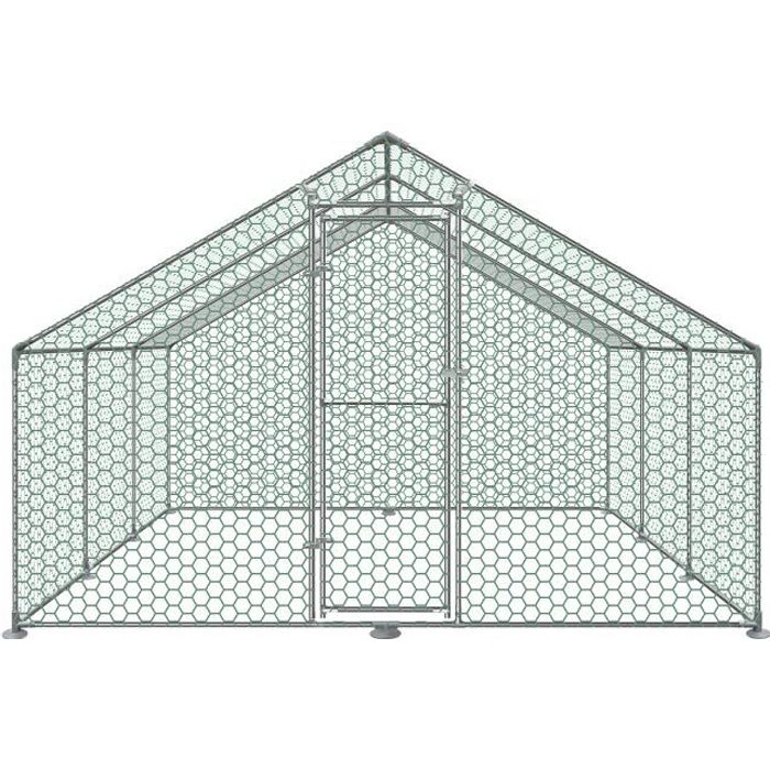 Comparer les prix de Aufun Poulailler extérieur avec serrure Clapier en acier galvanisé avec couverture de toit Poulailler 3 x 6 x 2 m
