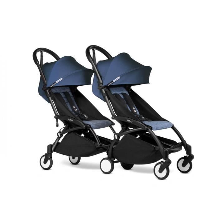 Poussette double bleu deals