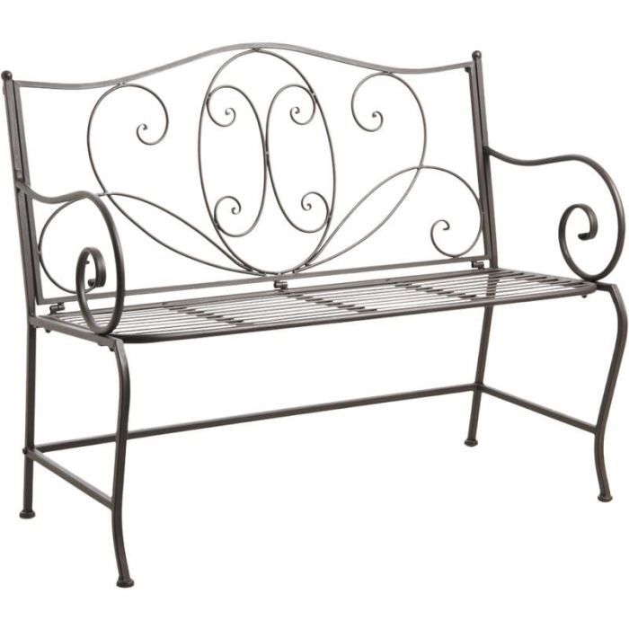 Banc De Jardin Pliant En Metal Vieilli 110x53x90cm Achat Vente