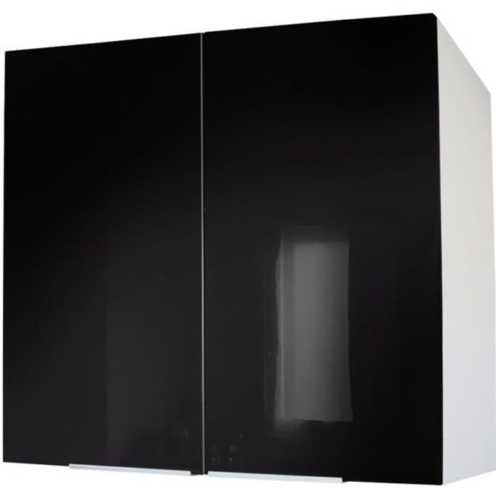 pop meuble haut de cuisine l 80 cm - noir haute brillance