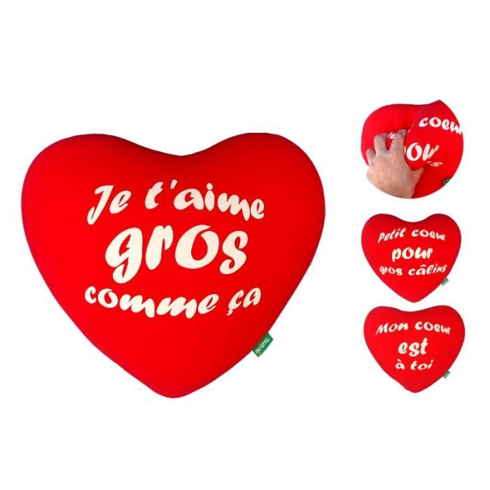 Coussin Coeur Je T Aime Gros Comme Ca Achat Vente Coussin