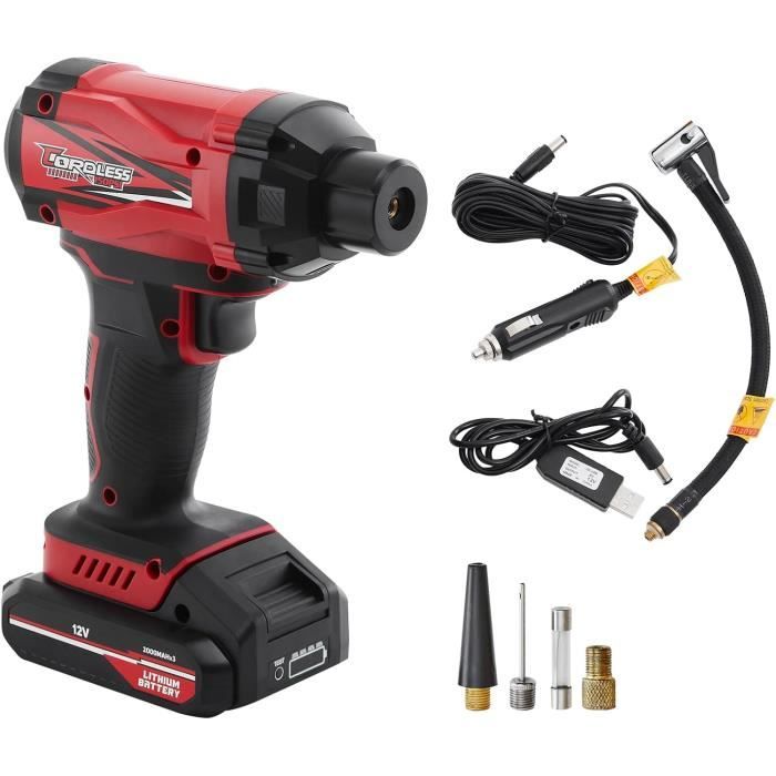 Gonfleur Pneus Portable GUREVO 160PSI - Pompe Air Sans Fil Digital Arrêt Auto LED