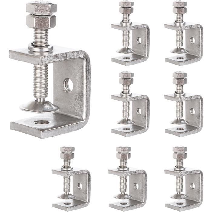 Udbrud 4 Pièces Pinces En C, Serre Joint En C En Acier Inox Pince De Montage De Bureau En Métal Robuste Pince à Vis En C Accessoire De Montage Pour Installation Frontale
