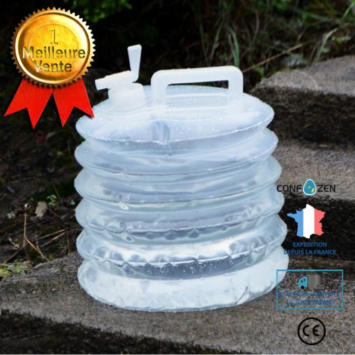 Seau Pliable 10L Avec Sac à Eau 5L Et Serviette – PVC étanche, Léger – Pour Camping, Pêche, Jardin – Marron
