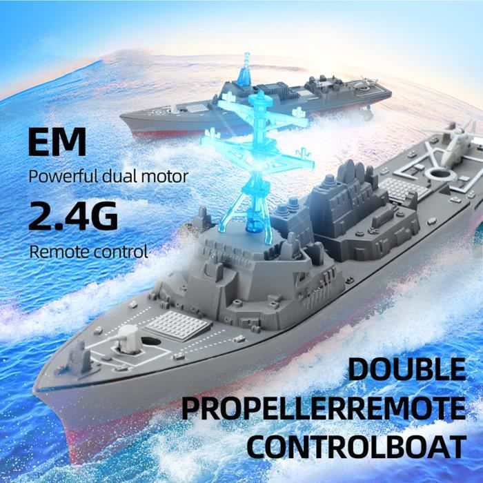 Vocdikficy – Bateau RC S1 – 2.4G – 30 Km/h – Double Hélice, étanche – Avec Batterie Rechargeable