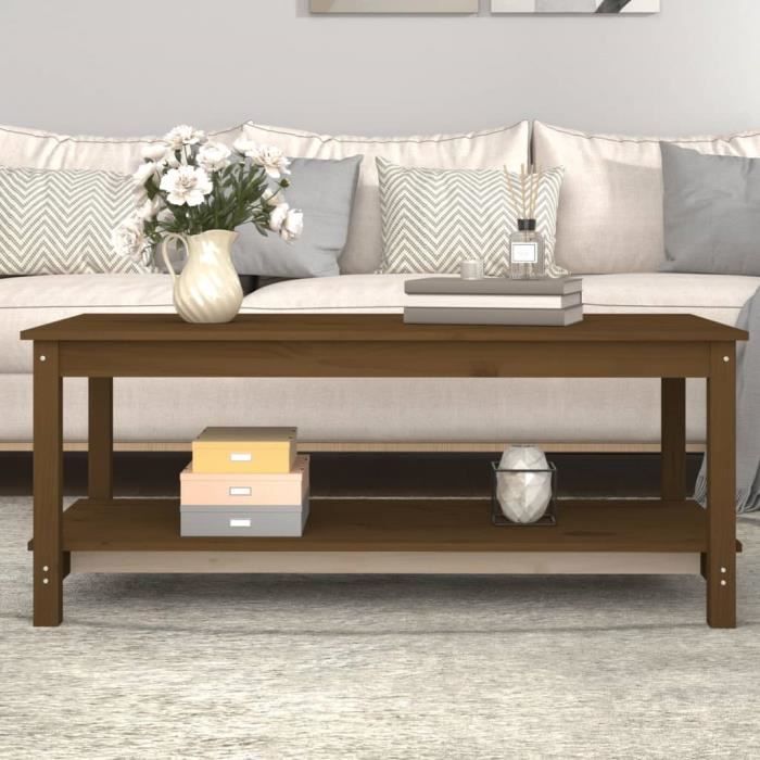 vidaXL Salontafel - Bois de pin Massief - Table basse marron miel - Table d'appoint