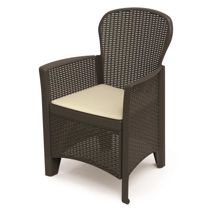 Dmora Fauteuil modulable effet rotin, Made in Italy, 60 x 58 x 89 cm, couleur anthracite