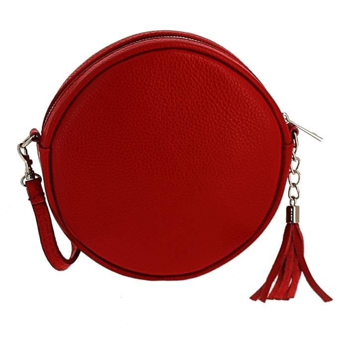 Sac Rond en Cuir Allya rouge Achat Vente Sac Rond en Cuir