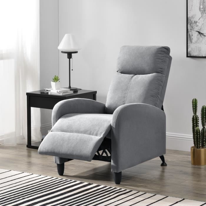Fauteuil Relaxant Bregenz Inclinable et Repose-Pieds Textile Gris clair