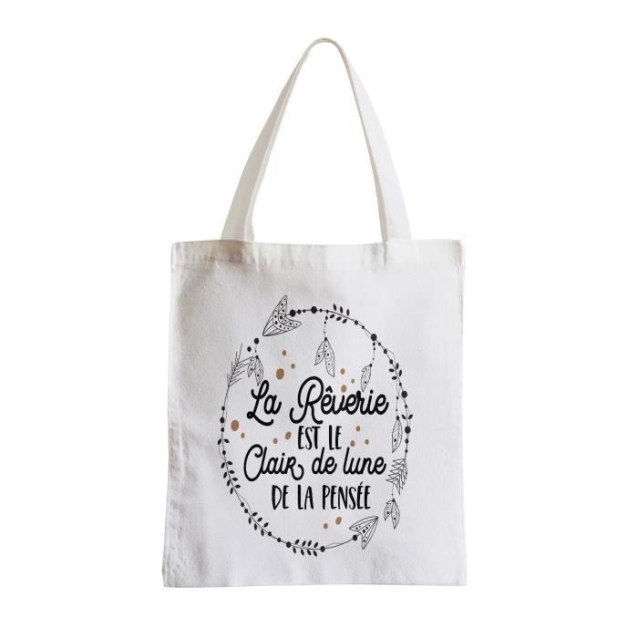 Grand Sac Shopping Plage Etudiant La Reverie Est Le Clair De Lune De La Pensee Citation Cdiscount Bagagerie Maroquinerie