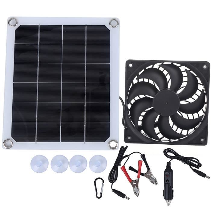 Ventilateur De Plafond Solaire Extérieur Bleu - Vitesse Réglable, Panneau Polycristallin, Recharge USB Téléphone, Idéal Camping