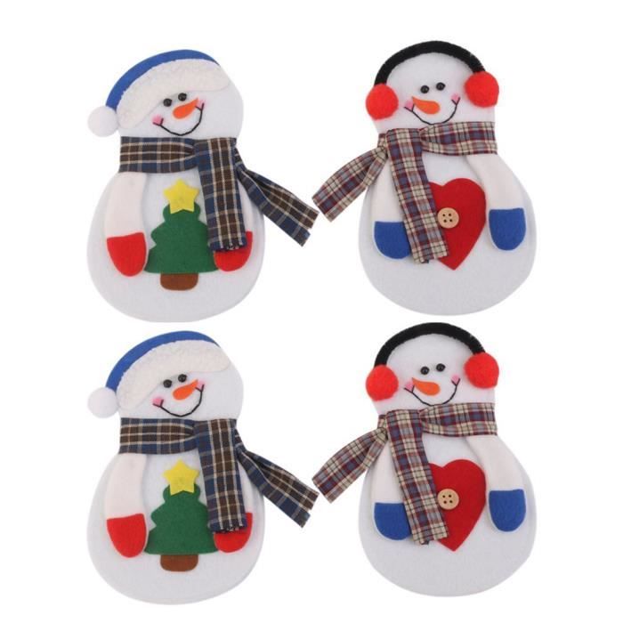 4pcs Porte Couverts En Forme De Petit Bonhomme De Neige Decoration De Diner Noel Couleur Aleatoire Achat Vente Decors De Table Cdiscount