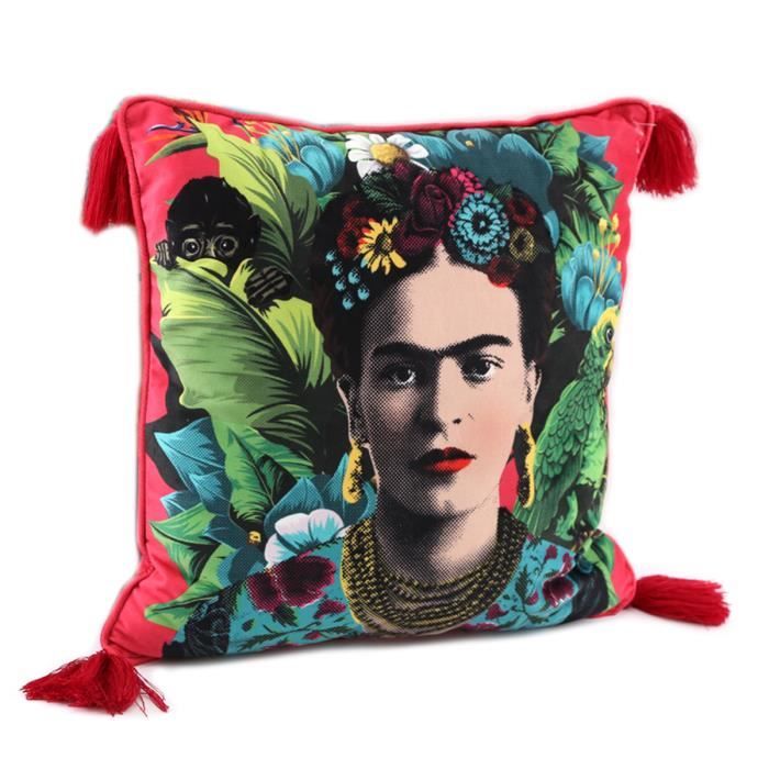 Coussin Createur Frida Kahlo Rouge 40x40x8 Cm A0601 Cdiscount Maison