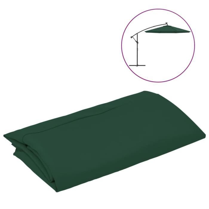 Toile de remplacement pour parasol déporté - GAROSA - Vert - 300 cm - 8 nervures